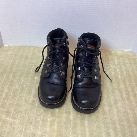 HARLEY DAVIDSON BLACKK LEATHER MOTORCYCLE BIKE BOOTS - Picture 16 of 16
